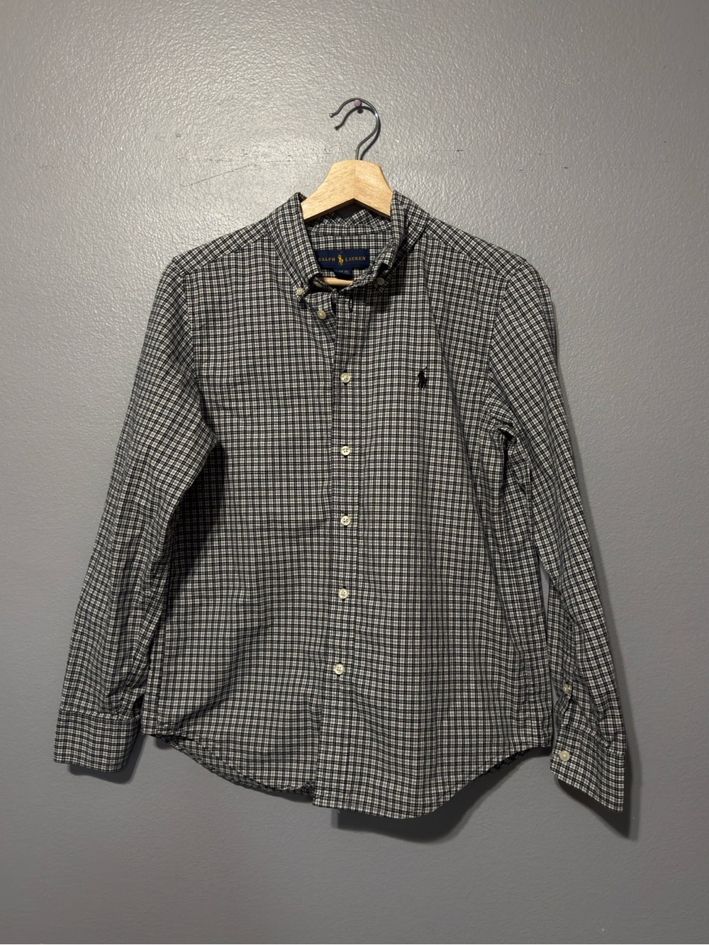 Polo by Ralph Lauren Youth Large (14-16 ) Button-Down Plaid Shirt - Black/White
